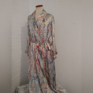 Oscar Dela Renta Paisley Dressing Gown Robe S Vintage B-2